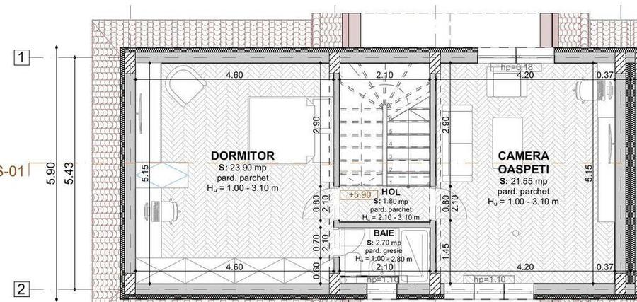 Vila 5cam-indiv la calcan-perete propriu/centru Popesti L... - 3