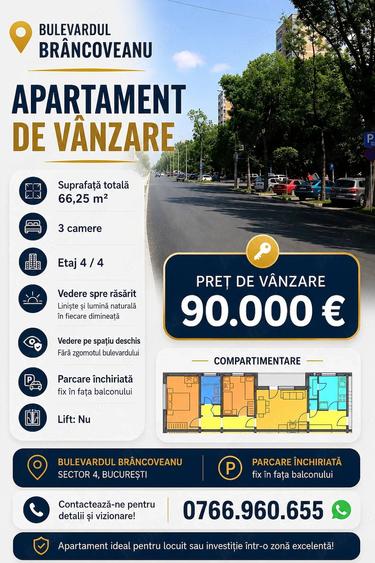 Apartament 3 camere pe Bulevardul Brancoveanu - 1