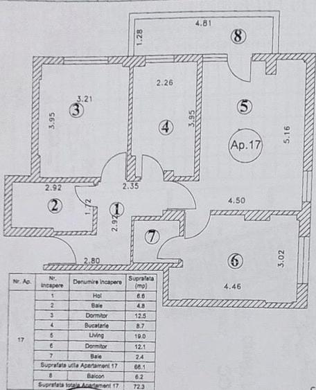 Apartament cu 3 camere decomandat în Central