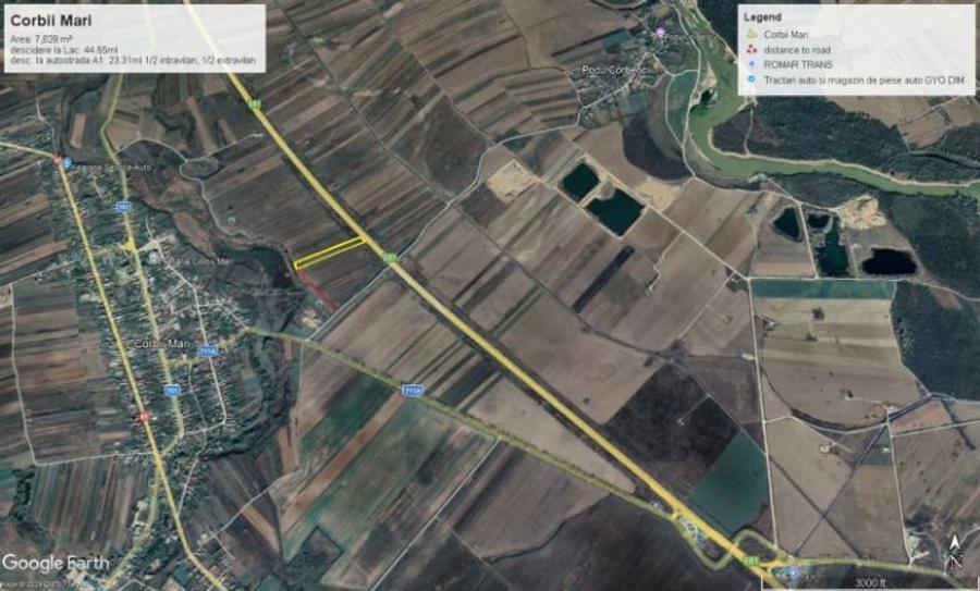 Teren de Vânzare 7.829 m² pe autostrada București – Pitești A1, Corbii Mari d= 44.65 m - 2