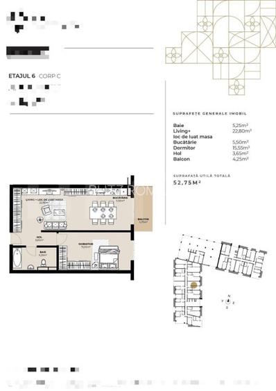 Apartament de 2 camere 53 mp, semifinisat, Marasti