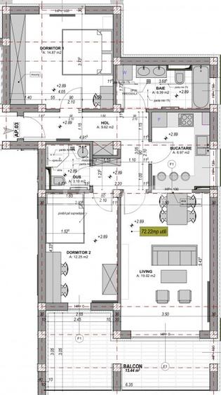 Apartament spatios cu 3 camere 2 bai si terasa de 15 mp - COMISION 0% - 12