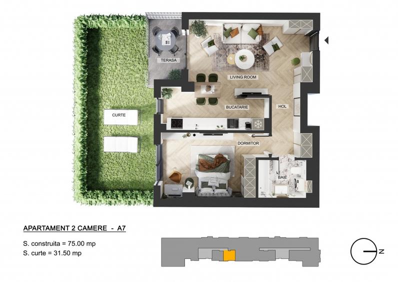 Direct Dezvoltator Apartament 2 Camere 75 mp Curte 31 mp My Place Pipera - 2