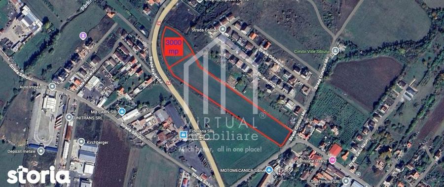 Teren intravilan de vanzare in Sibiu, 3000 mp deschidere la DN 14 - 1