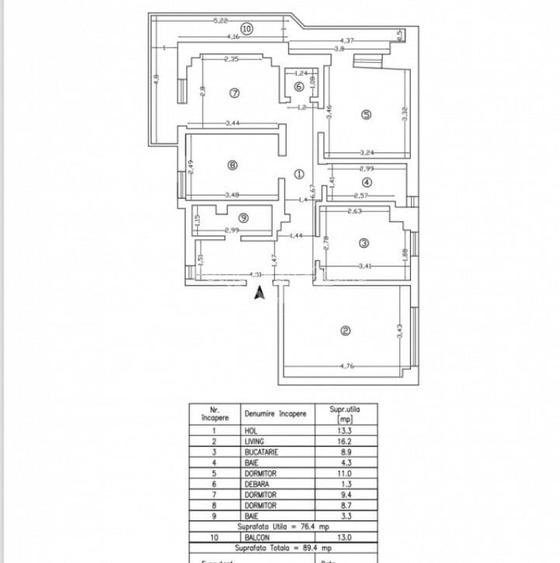 Apartament de vanzare 4 camere si 2 bai, zona Pacurari- Mimo