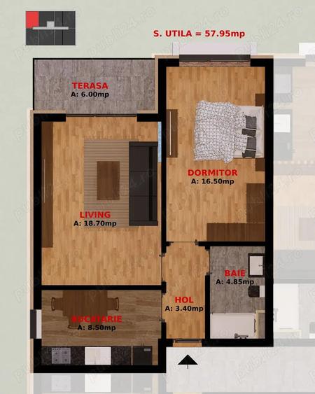 Apartament cu 2 camere decomandat în Fundeni