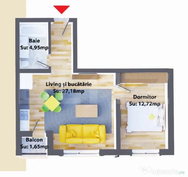 Apartament cu 2 camere decomandat în Central