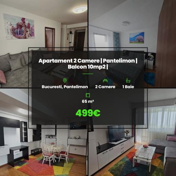 Apartament cu 2 camere semidecomandat, mobilat în Pantelimon