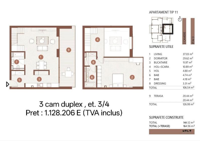 3 camere tip duplex | Terasa 20 mp | Floreasca | Cladire noua 2026 - 7