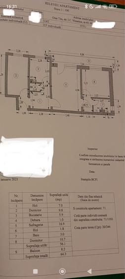 Apartament cu 3 camere semidecomandat în Central