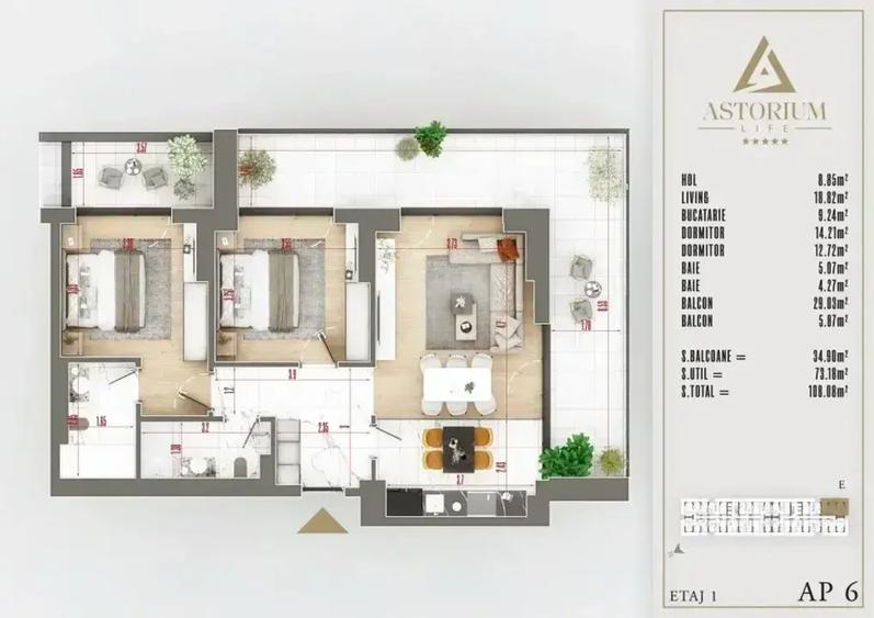 Apartament cu 3 camere decomandat în Theodor Pallady