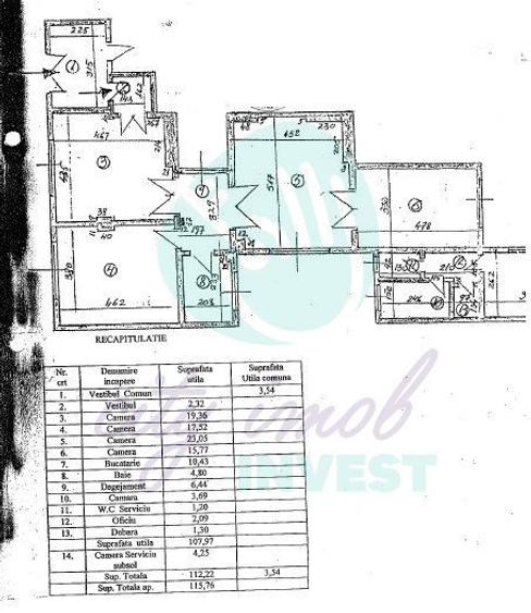 Apartament cu 4 camere în P-ța Romană