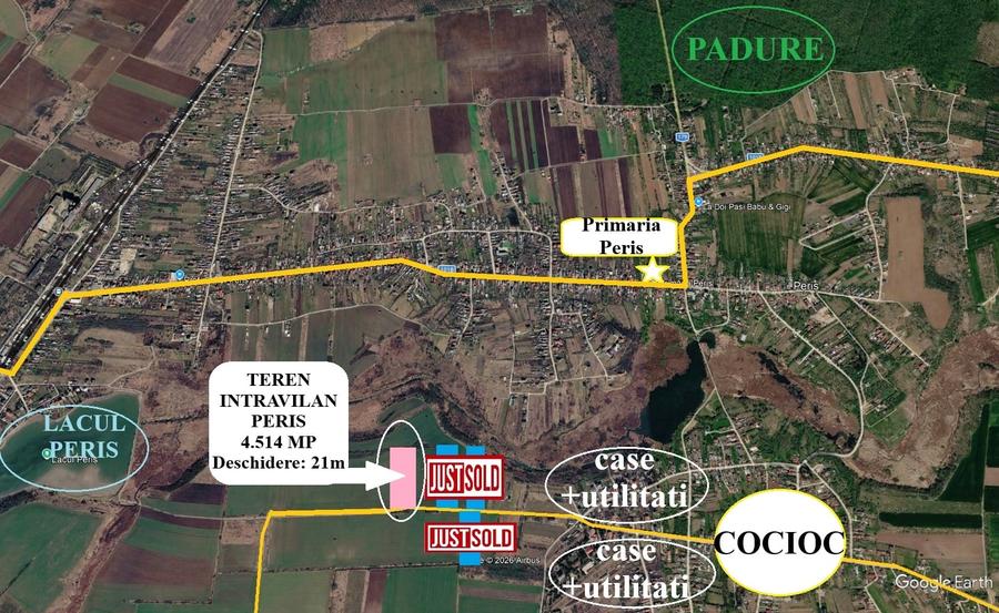 Teren Construcții intravilan de 4514 mp, în Periș