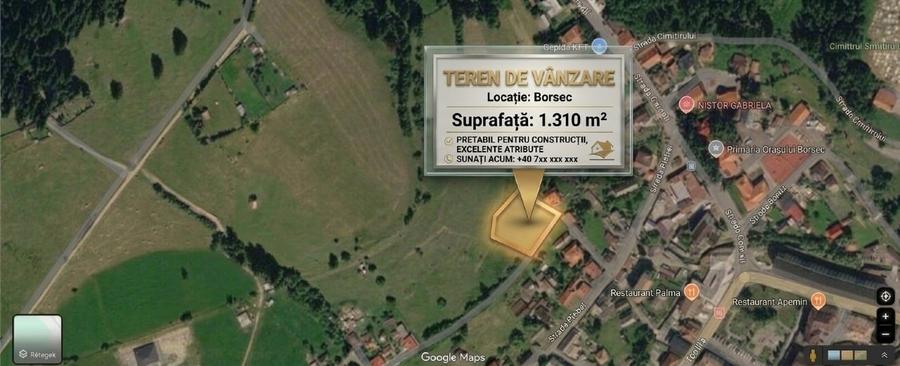 Teren Construcții intravilan de 1310 mp, în Exterior Nord