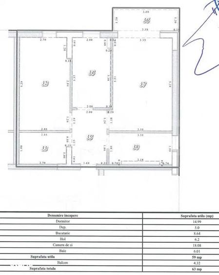 Apartament cu 2 camere în Libertății