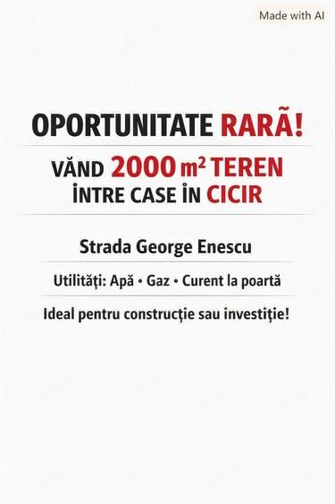 Teren de 2000 mp, în Cicir