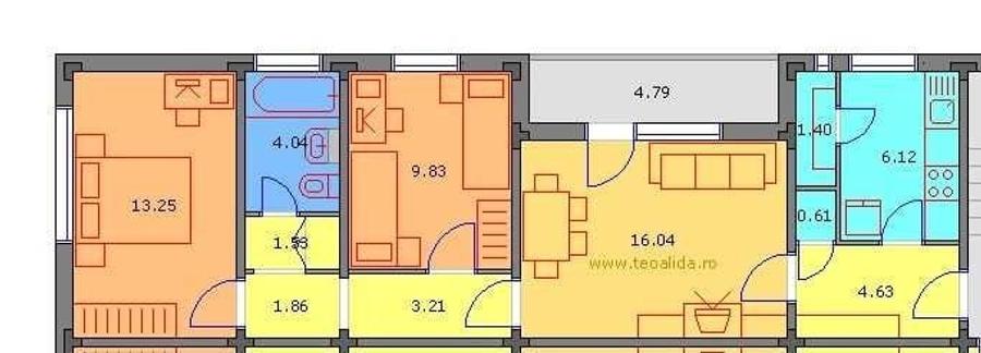 Apartament cu 3 camere semidecomandat în Brâncoveanu