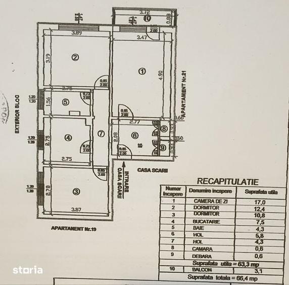 Apartament cu 3 camere decomandat în Bistrița Lac