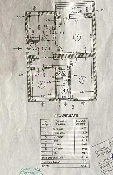 Apartament cu 3 camere decomandat în Central