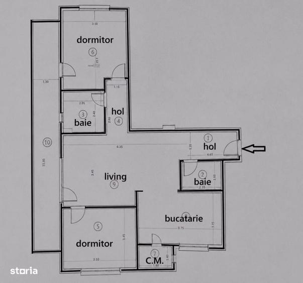 Apartament cu 3 camere în Florești — fotografia 1