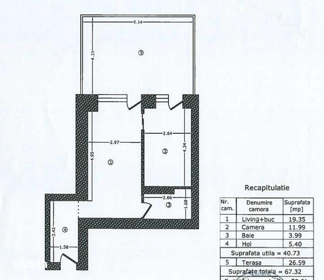Apartament cu 2 camere, mobilat în Bucureștii Noi