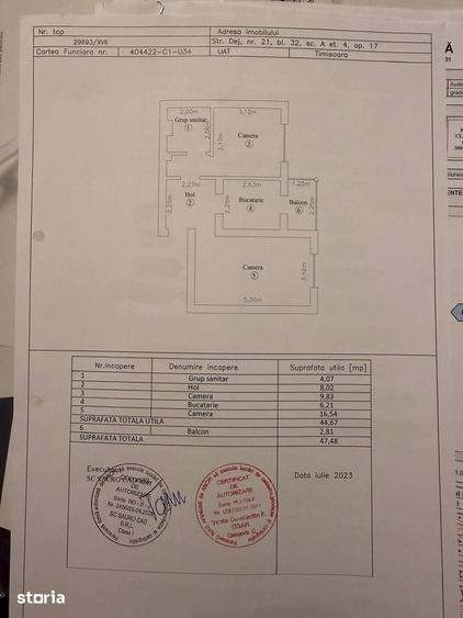 Apartament cu 2 camere în Aradului