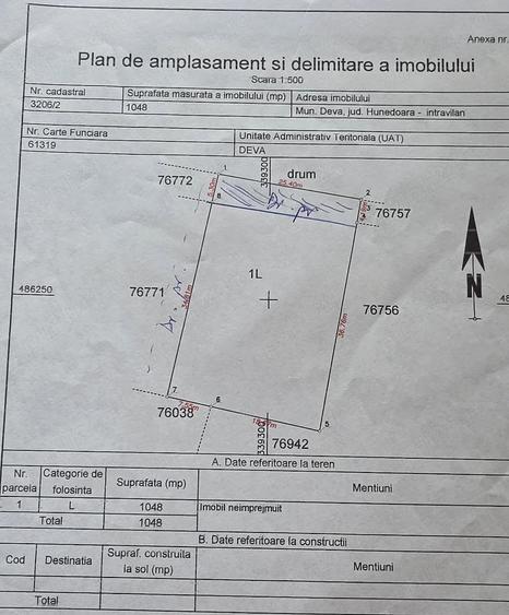 Teren de 1050 mp, în Central