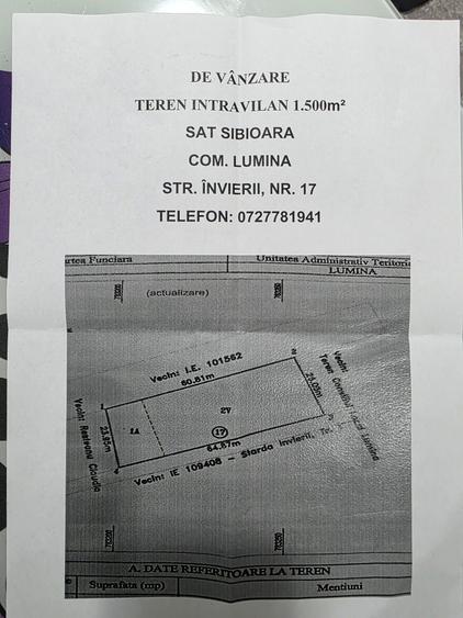 Teren de 1530 mp, în Sibioara