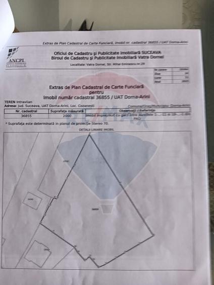 Teren Construcții intravilan de 2000 mp, în Dorna-Arini