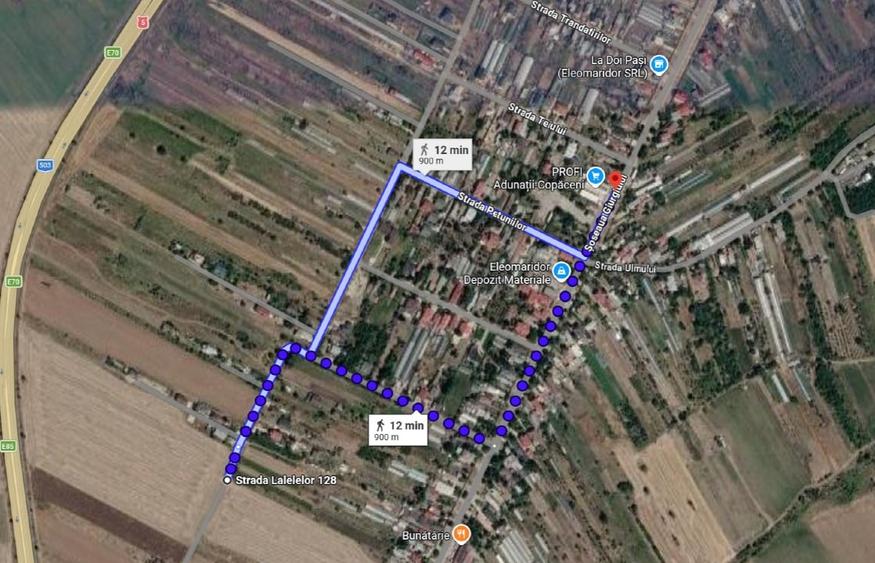 Teren Construcții intravilan de 500 mp, în Adunații-Copăceni