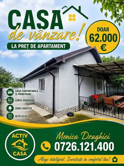 LA PREȚ DE APARTAMENT CU 3CAMERE, POȚI AVEA O CASA - 1