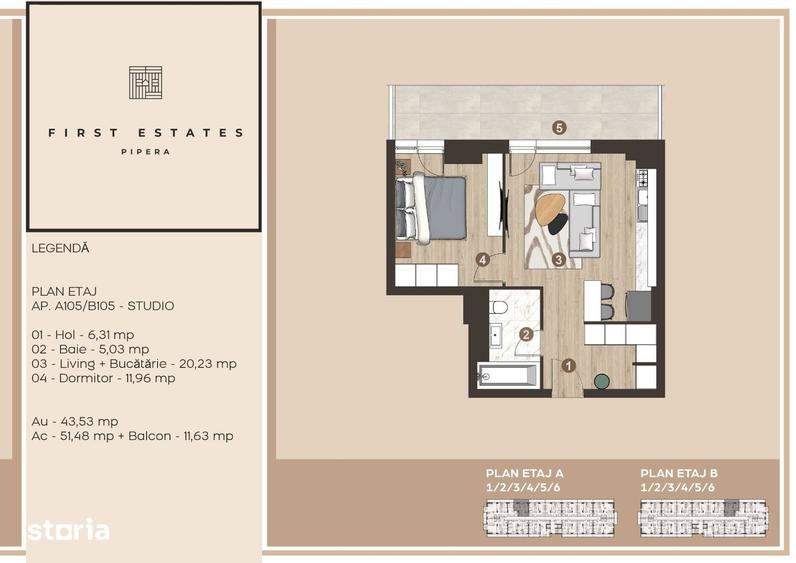 STUDIO DUBLU OFERIT SPRE VANZARE/PIPERA/LOC DE PARCARE SUPRATERAN - 9