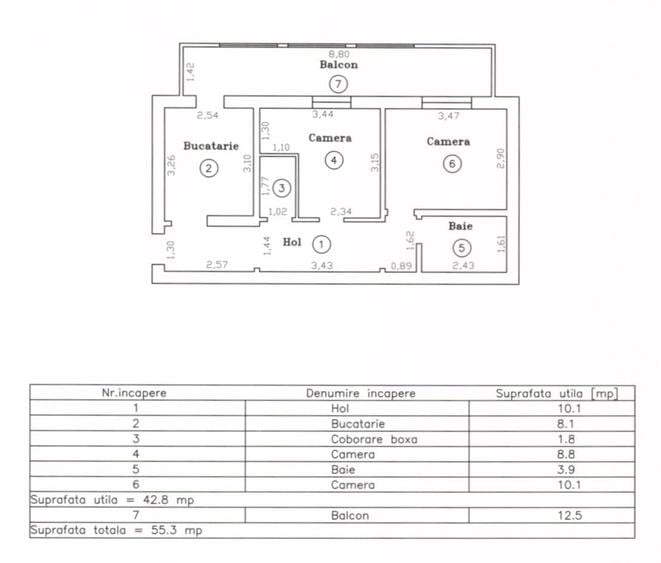 Apartament 2 camere, 42,8 mp utili, parter, boxa - Plavat II - 8