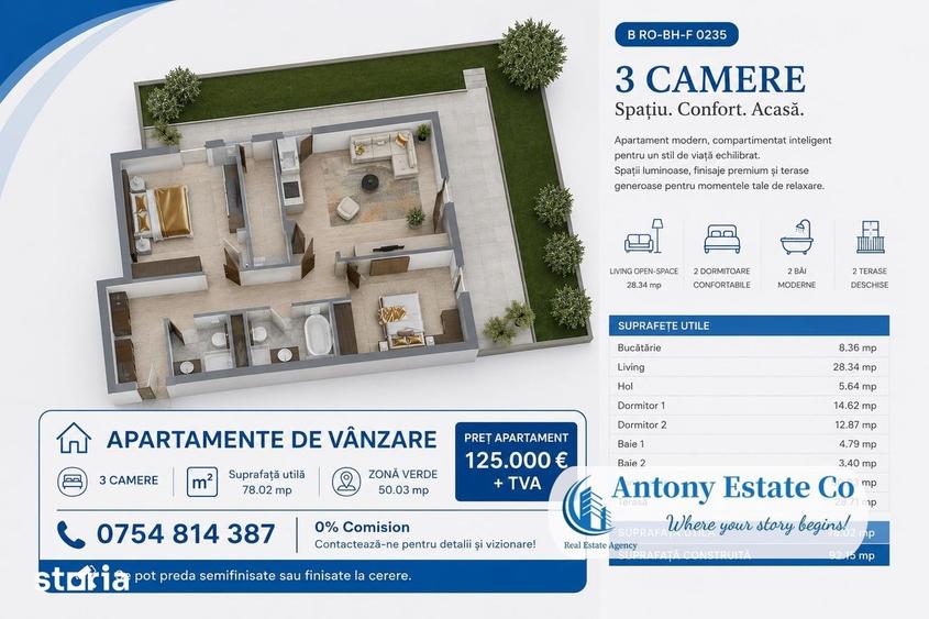 Apartament cu 3 camere în Sântandrei