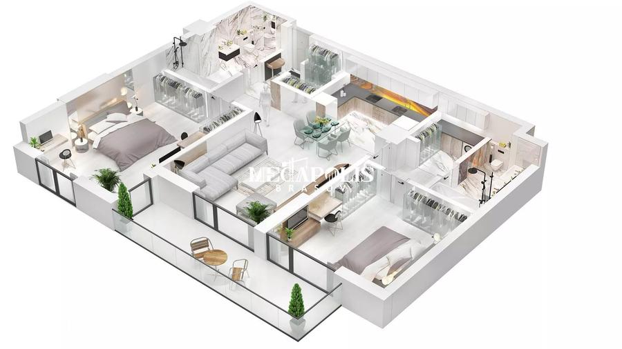 Apartament cu 3 camere semidecomandat în Dârste
