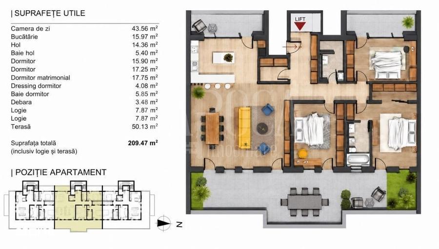 Apartament cu 4 camere în Bună Ziua