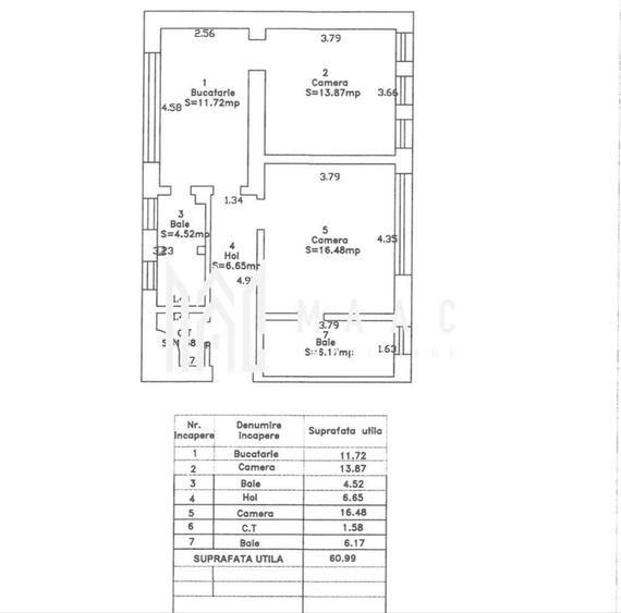 Apartament cu 2 camere decomandat în Ultracentral