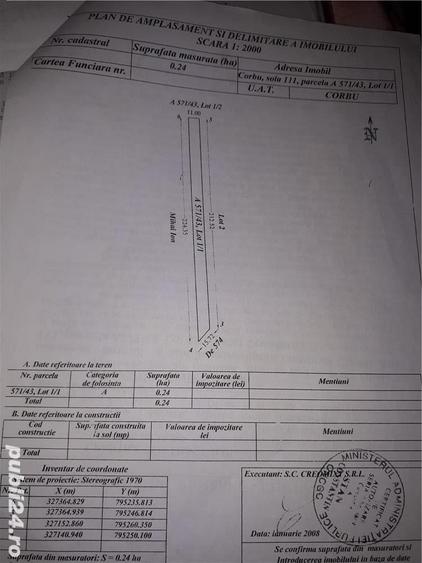 Teren de 2400 mp, în Corbu