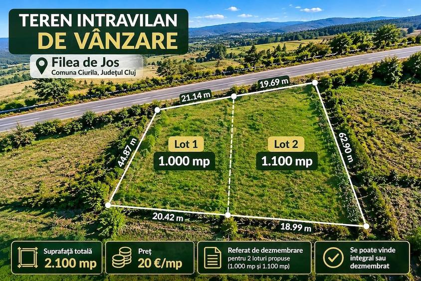 Teren de 2100 mp, în Filea de Jos