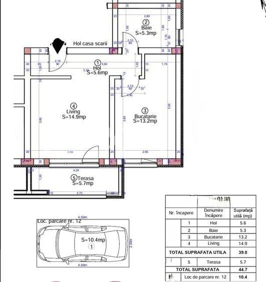 Apartament cu 2 camere semidecomandat, mobilat în Giroc