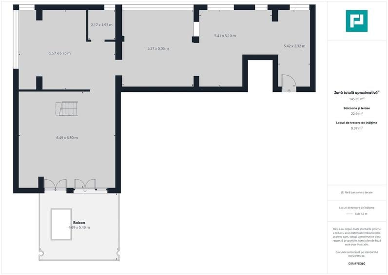 Penthouse cu 4 camere semidecomandat în Intim