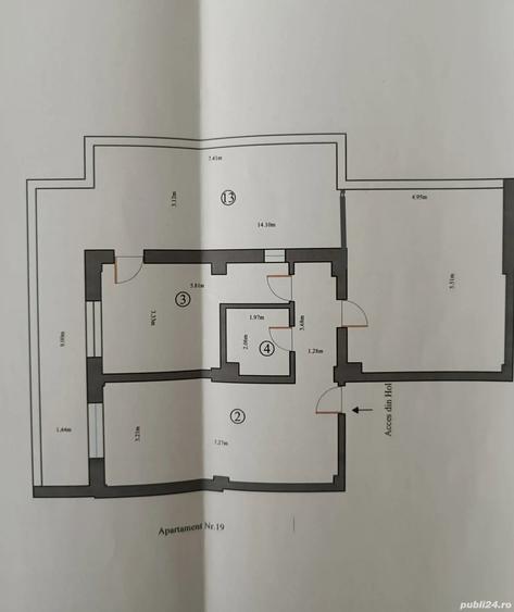 Apartament cu 3 camere decomandat în Ultracentral