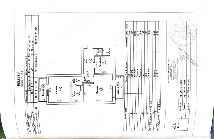 Apartament cu 2 camere decomandat în Central