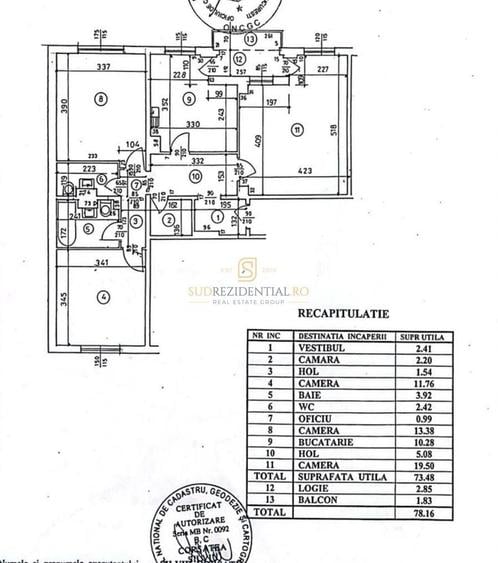 Apartament cu 3 camere decomandat, mobilat în 13 Septembrie