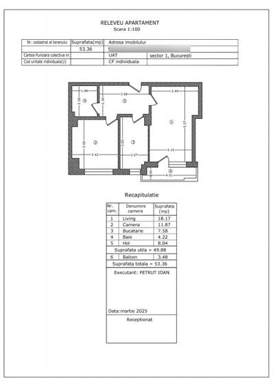 Apartament cu 2 camere în 1 Mai