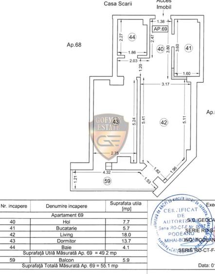 Apartament cu 2 camere decomandat, mobilat în Central