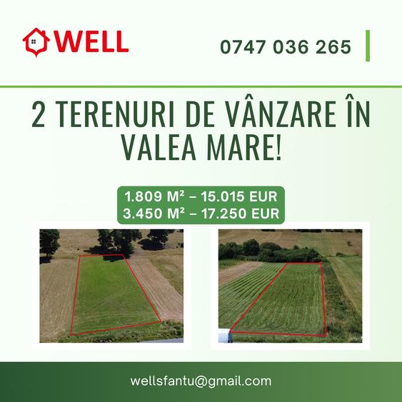 Teren extravilan de 3450 mp, în Valea Mare
