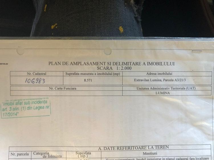 Teren agricol extravilan de 8571 mp, în Lumina