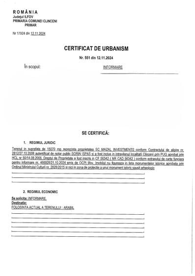 Teren Construcții intravilan de 15070 mp, în Clinceni