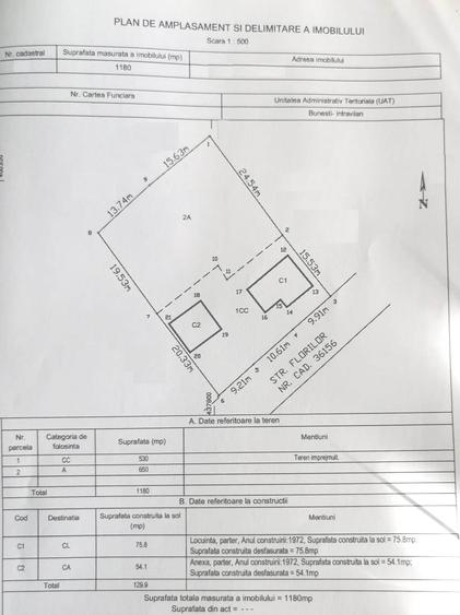 Casă individuală cu 3 camere cu Canalizare în Bunești